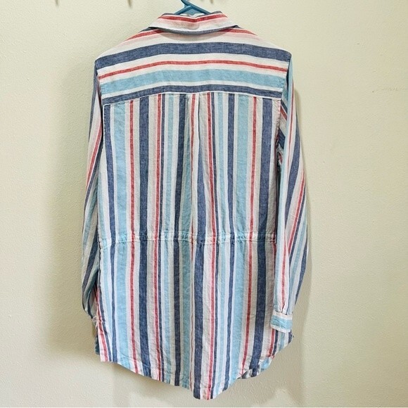 L.L. Bean Women's Premium Washable Linen Drawstring Tunic, Stripe Size Medium - Picture 9 of 14